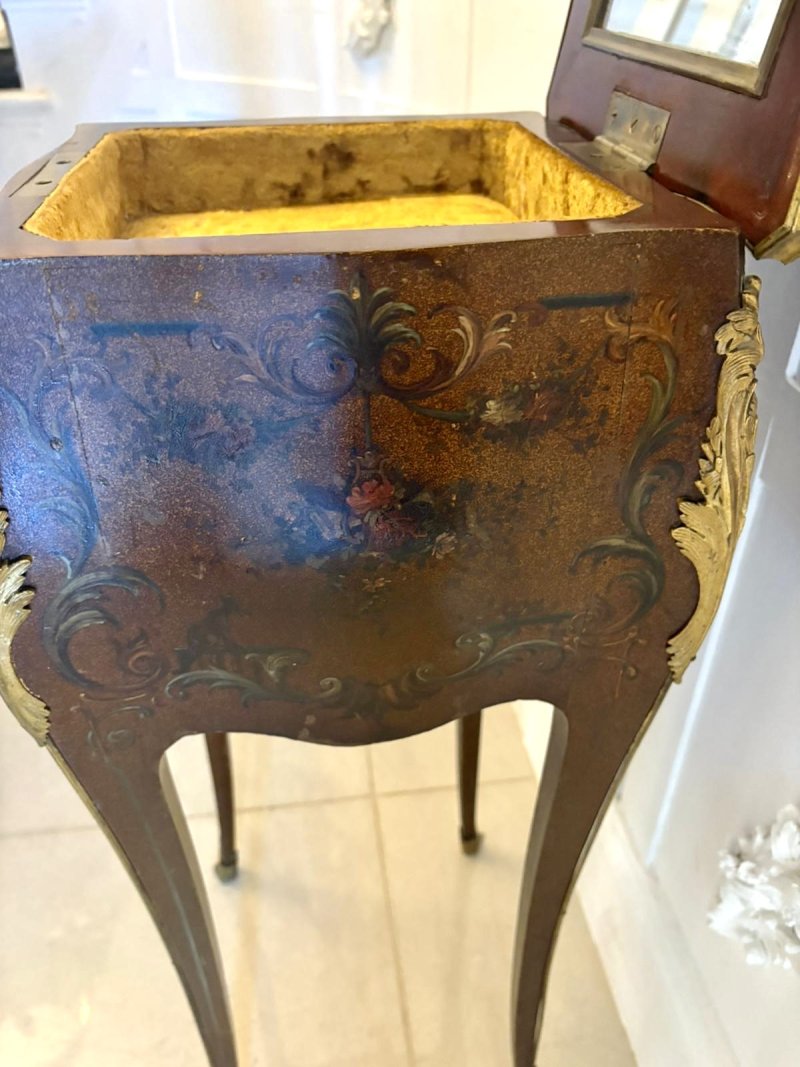 2802  Antique Victorian Quality French Lacquer Ormolu Mounted Jewellery Cabinet/Lamp Table - Image 11